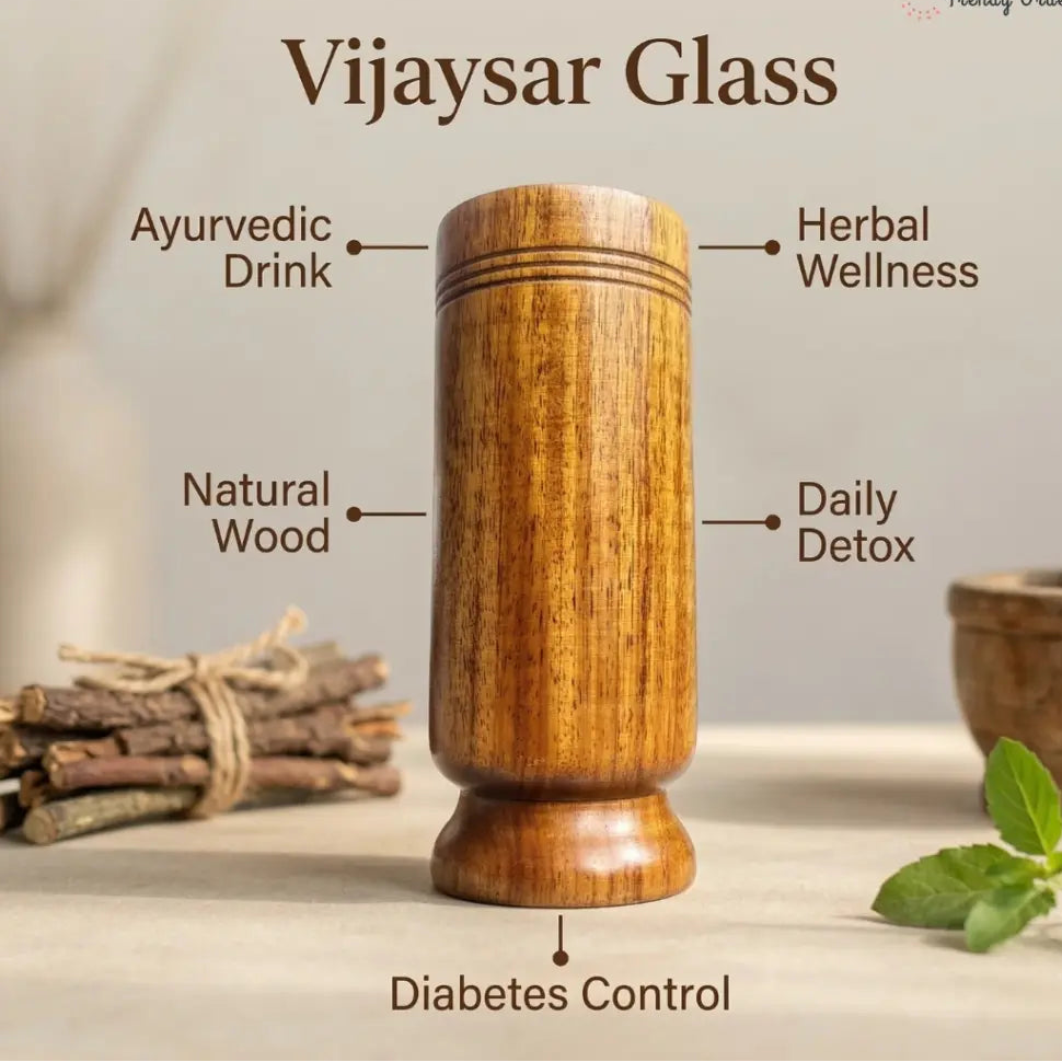 Ayurvedic Vijaysar Wood Sugar Control Glass – Traditional Wooden Tumbler