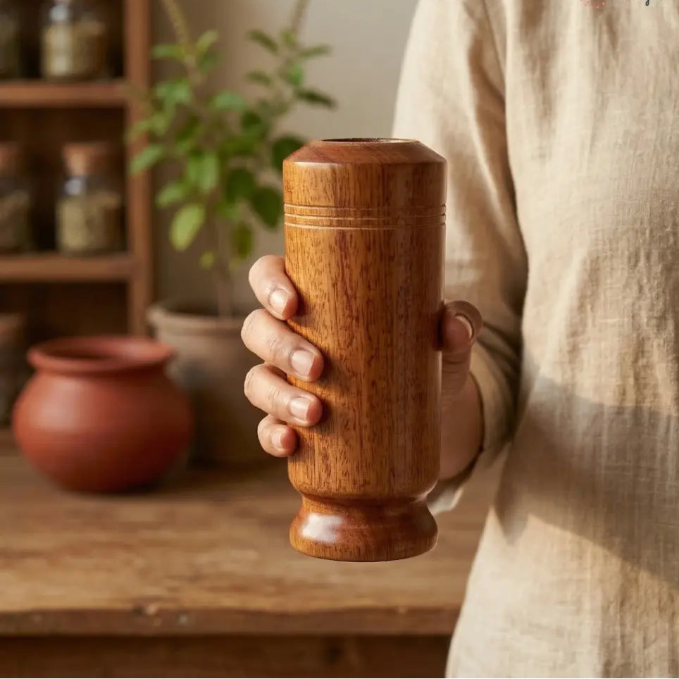 Ayurvedic Vijaysar Wood Sugar Control Glass – Traditional Wooden Tumbler