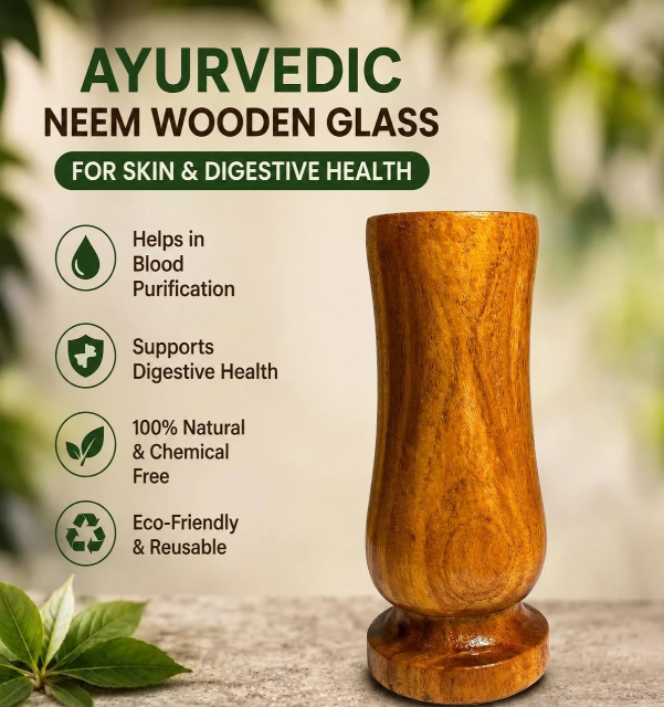 100% Natural Neem Wood Glass, Handmade Wooden Tumbler for Drinking Water