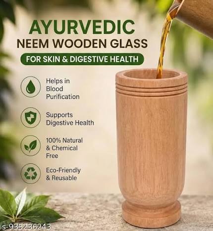 100% Natural Neem Wood Glass, Handmade Wooden Tumbler for Drinking Water
