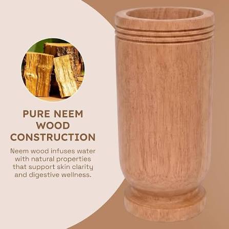 100% Natural Neem Wood Glass, Handmade Wooden Tumbler for Drinking Water